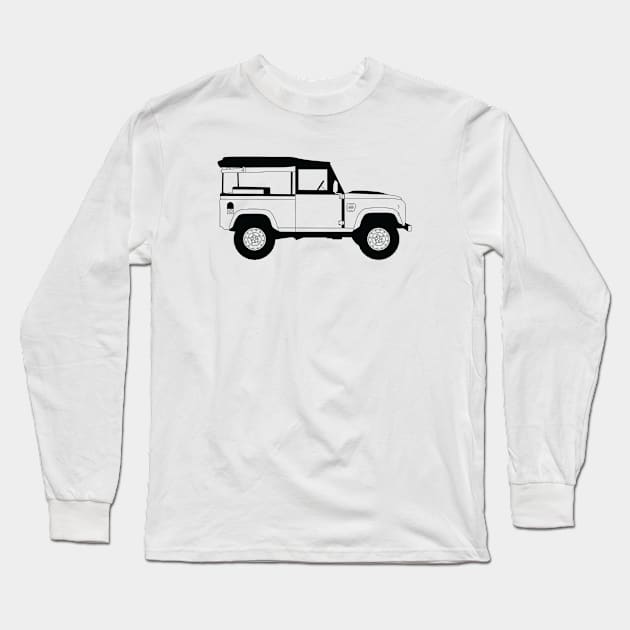 Land Rover Black Outline Long Sleeve T-Shirt by kindacoolbutnotreally